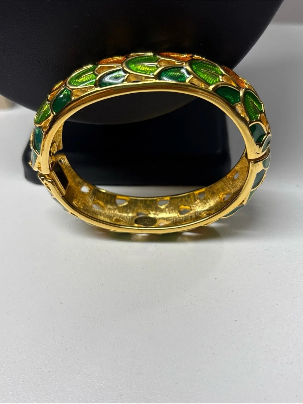 Joan Rivers Gold Tone Enamel Ring with Green and Pink Accents